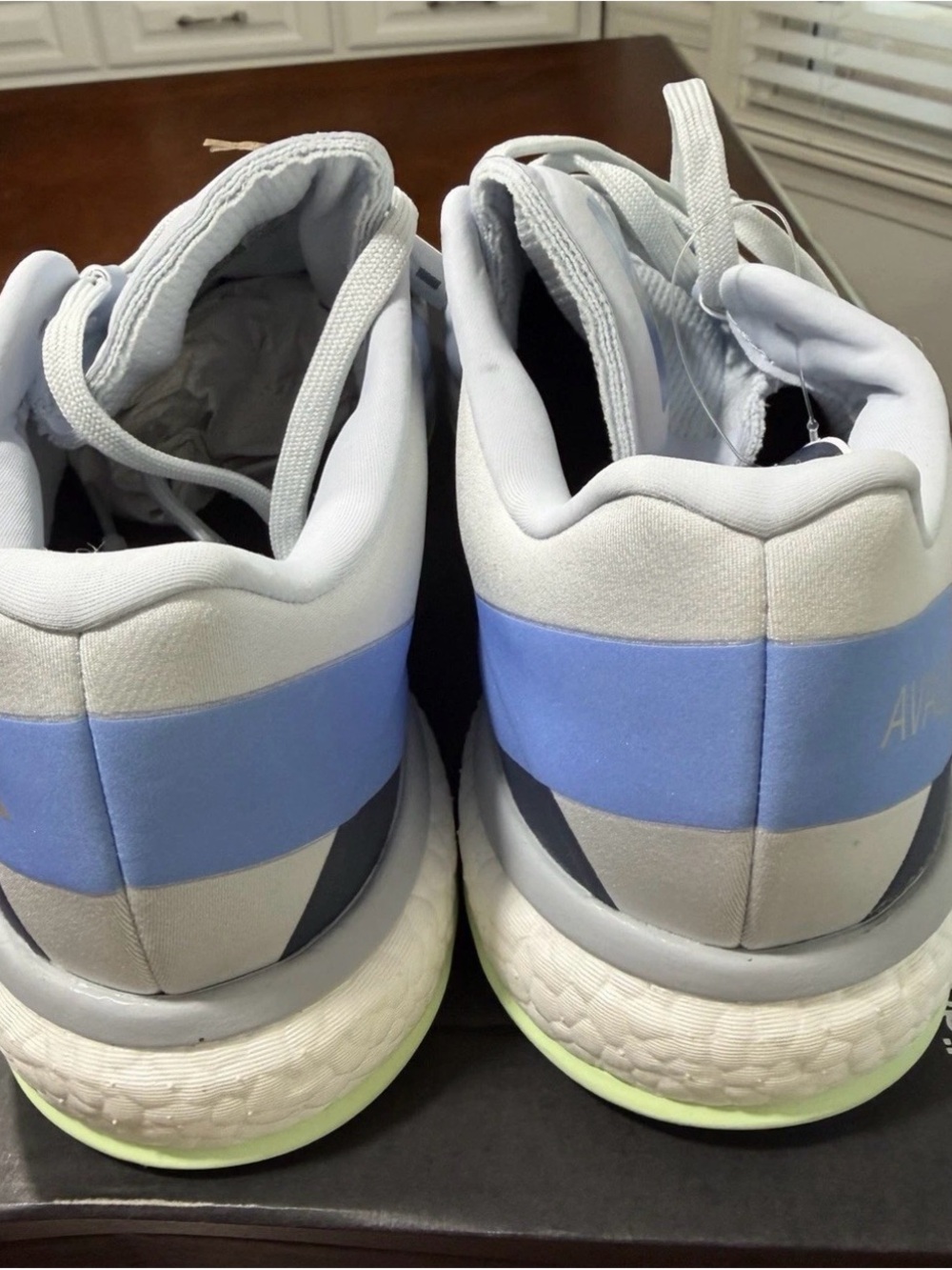 adidas Light Gray Sneakers with Pale Blue Logo - Picture 4 of 6